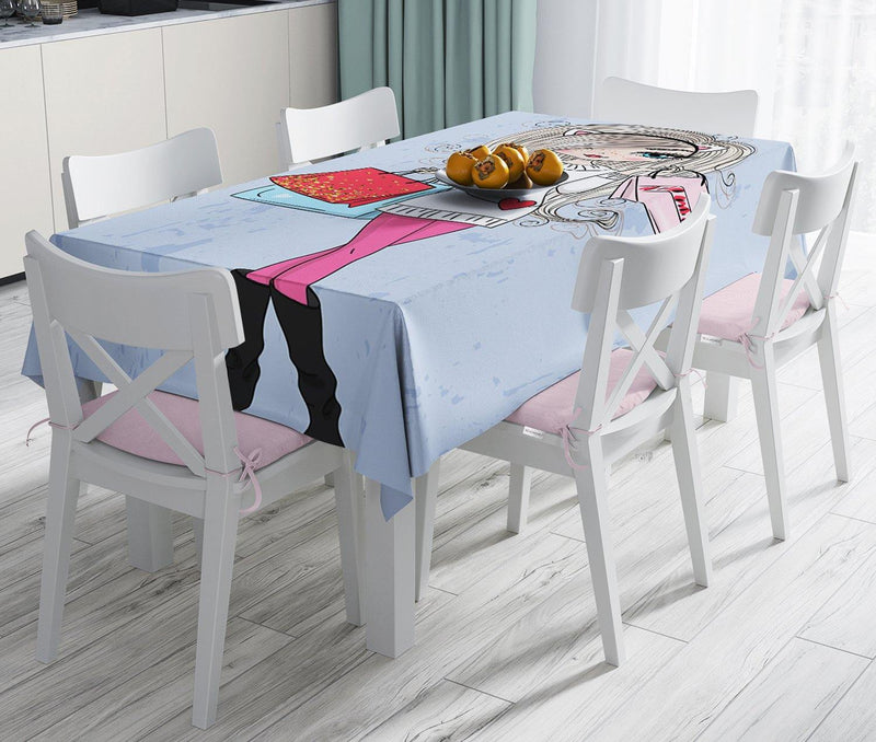 Fashion Girl Özel Tasarım Dijital Baskılı Masa Örtüsü Bonvagon
