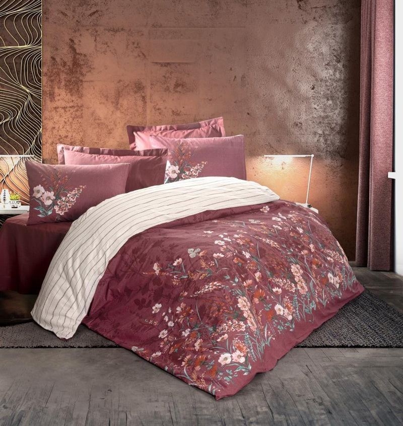 Feminen Çift Kişilik Nevresim Takımı Vina Bordo 57 Tel Ranforce %100 Pamuk Bonvagon