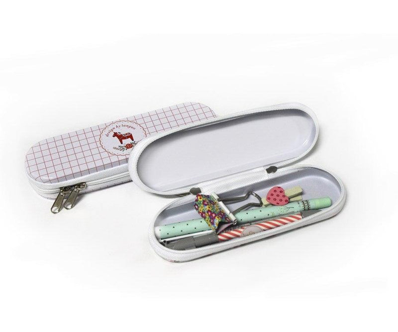 Fermuarlı Metal Kalem Kutusu Beyaz Bonvagon