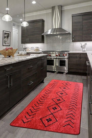 Fiona Kırmızı Dijital Baskılı Halı, Kaymaz Taban, Yıkanabilir Bonvagon