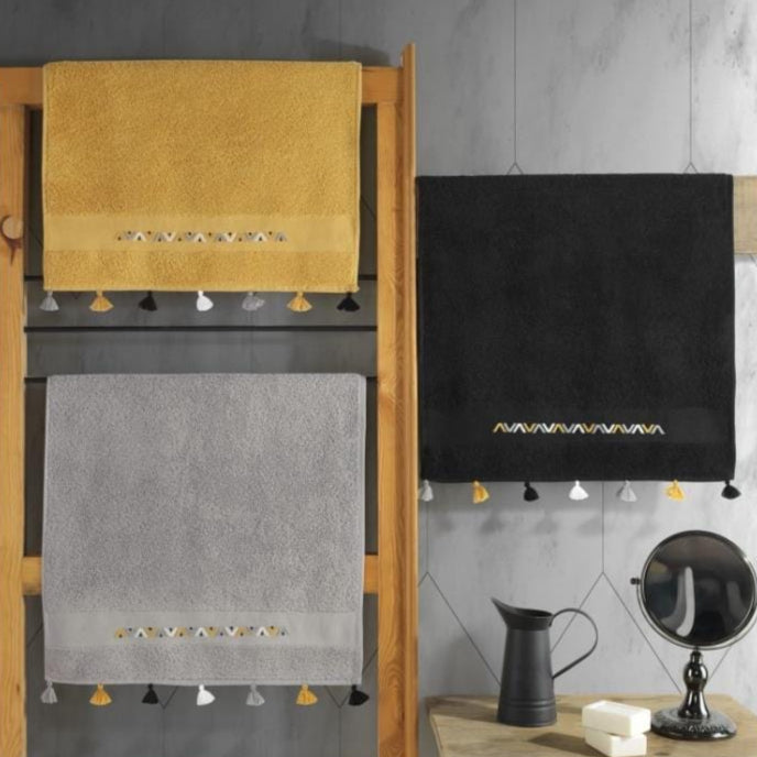 Fit V4 50x90 3lü Havlu Seti Siyah/Hardal/Gri Bonvagon