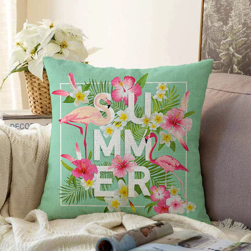 Flamingo Desen Dijital Baskılı Modern Raşel Kadife Yastık Kırlent Kılıfı Bonvagon