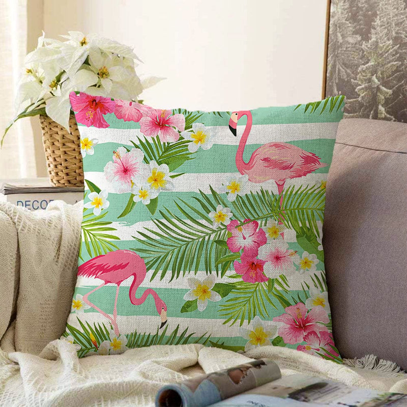 Flamingo Desen Dijital Baskılı Modern Raşel Kadife Yastık Kırlent Kılıfı Bonvagon