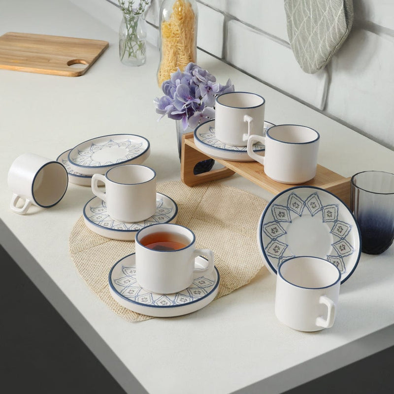 Floral Waves Stackable Çay Takımı 12 Parça 6 Kişilik