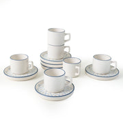 Floral Waves Stackable Çay Takımı 12 Parça 6 Kişilik Bonvagon