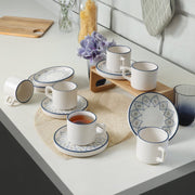 Floral Waves Stackable Çay Takımı 12 Parça 6 Kişilik Bonvagon