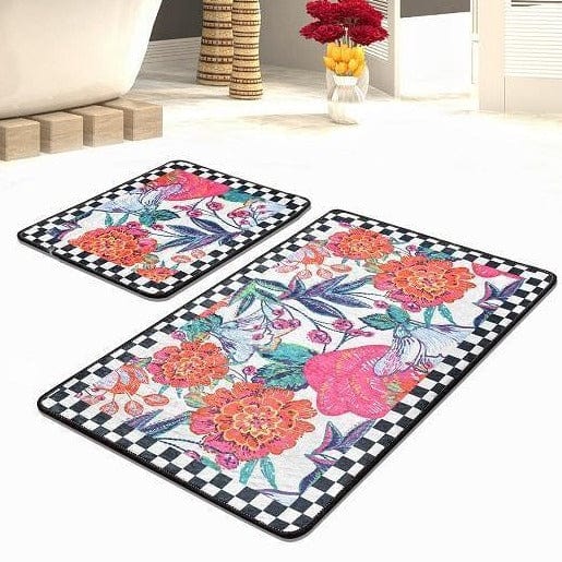 Flori 2li Set Dijital Baskılı Banyo Halısı, Kaymaz Taban, Yıkanabilir Bonvagon