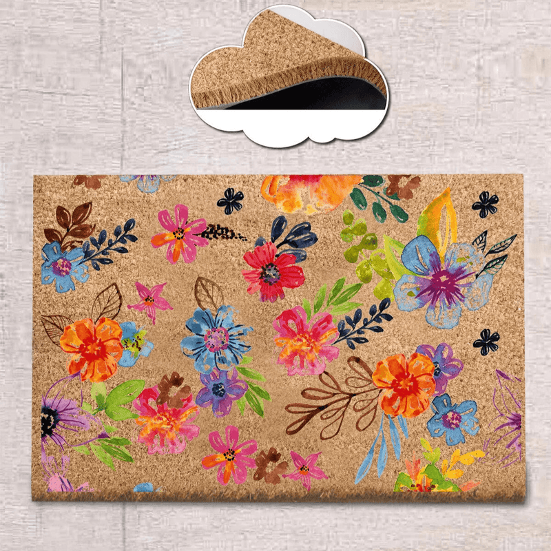 Flower Garden Doğal Koko Hindistan Cevizi Kapı Önü Paspas 60x40cm Bonvagon