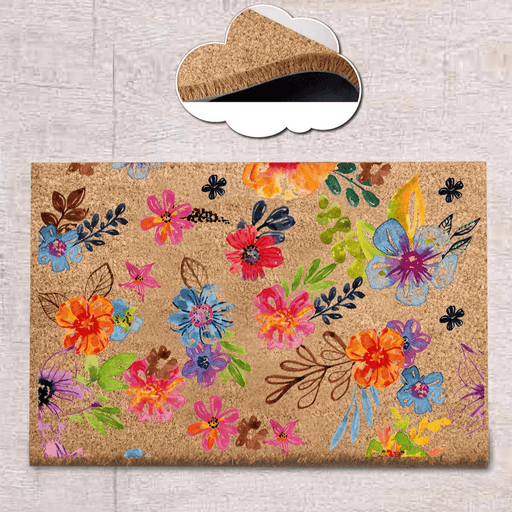 Flower Garden Doğal Koko Hindistan Cevizi Kapı Önü Paspas 60x40cm Bonvagon