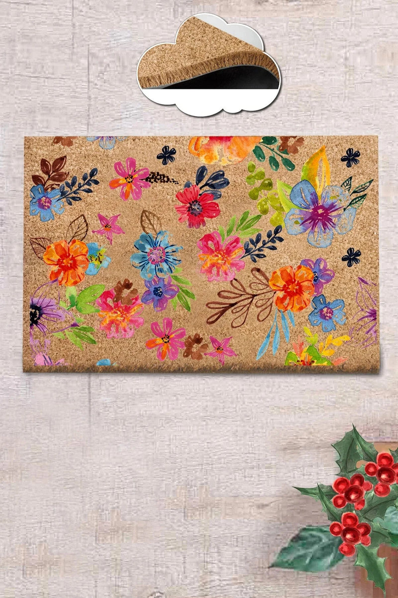 Flower Garden Doğal Koko Hindistan Cevizi Kapı Önü Paspas 60x40cm Bonvagon