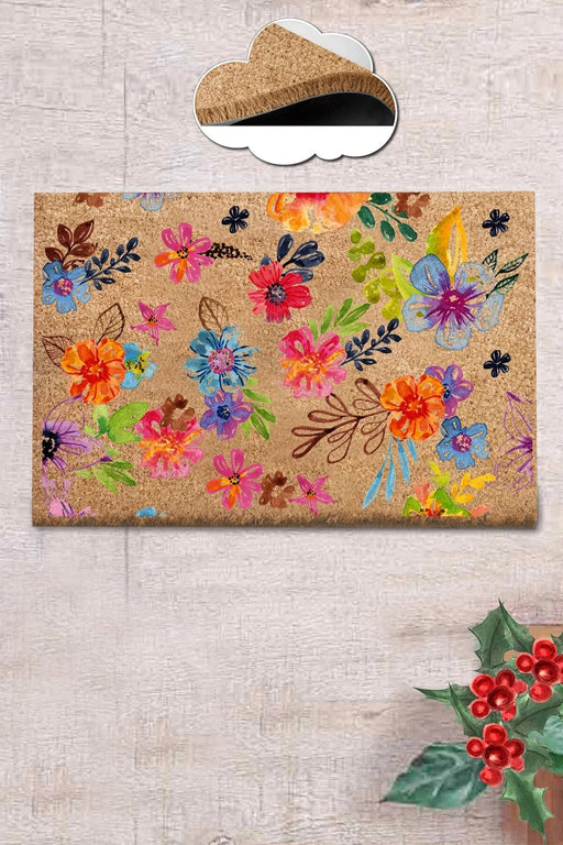 Flower Garden Doğal Koko Hindistan Cevizi Kapı Önü Paspas 60x40cm Bonvagon