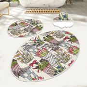 Flowerpot Dijital Baskılı 2li Set Banyo Paspas ve Halısı, Kaymaz Taban, Yıkanabilir Bonvagon