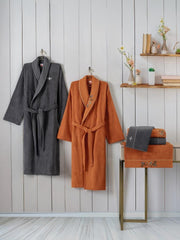 Folk Art Aile Bornoz Seti Dalila Tarçın Antrasit Bonvagon