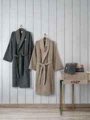 Folk Art Aile Bornoz Seti Yamka Bej Antrasit Bonvagon