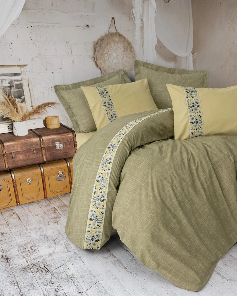 Folk Art Çift Kişilik Nevresim Takımı Elowen Sarı