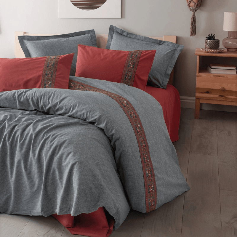 Folk Art Çift Kişilik Nevresim Takımı Felina Bordo Bonvagon