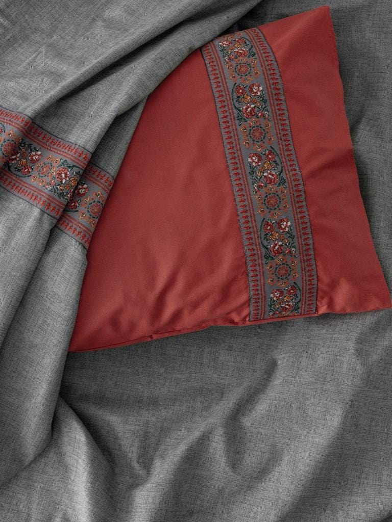 Folk Art Çift Kişilik Nevresim Takımı Felina Bordo Bonvagon