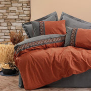 Folk Art Çift Kişilik Nevresim Takımı Tamaya Kiremit 57 Tel Ranforce %100 Pamuk Bonvagon