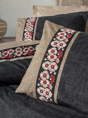 Folk Art Çift Kişilik Nevresim Takımı Yamka Bej Bonvagon