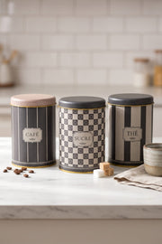 French Bistro Metal Çay Kahve Kutusu 3'lü Set 9x14cm