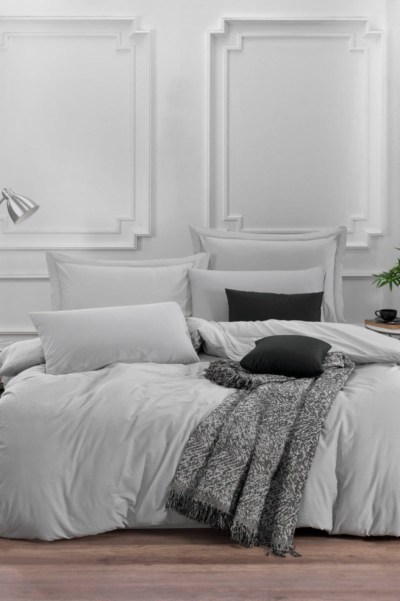 Fresh Color İrene Gri Düz Renk Nevresim Takımı %100 Doğal Pamuk Ranforce Bonvagon