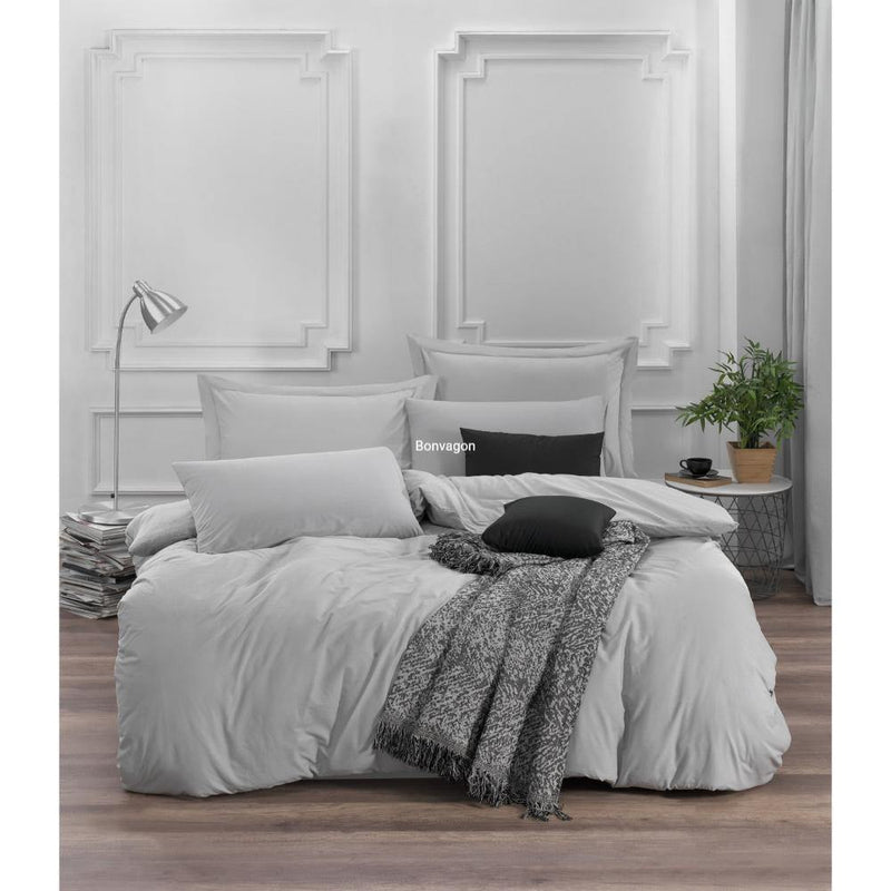 Fresh Color İrene Gri Düz Renk Nevresim Takımı %100 Doğal Pamuk Ranforce Bonvagon