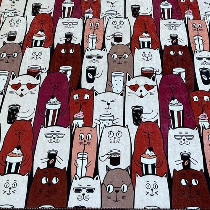 Funny Cats Kediler River Dijital Baskılı Dekoratif Halı, Kaymaz Taban, Yıkanabilir Bonvagon