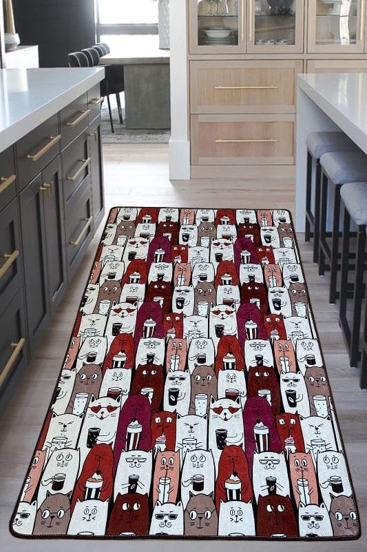 Funny Cats Kediler River Dijital Baskılı Dekoratif Halı, Kaymaz Taban, Yıkanabilir Bonvagon