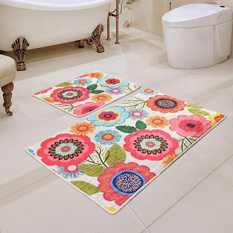 Galvin Dijital Baskılı 2li Set Banyo Halısı, Kaymaz Taban, Yıkanabilir Bonvagon