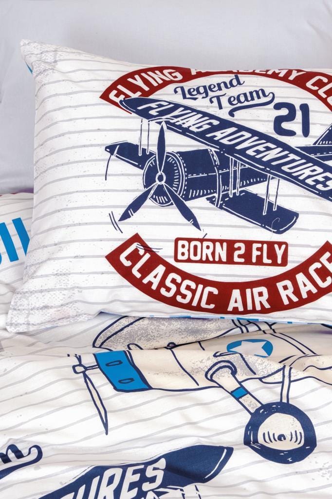 Genç Ranforce Nevresim Takımı Tek Kişilik Flying Gri Bonvagon