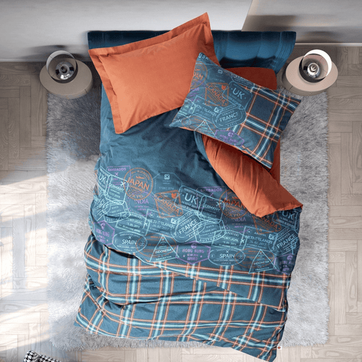 Genç Ranforce Nevresim Takımı Tek Kişilik Pleids Tarçın Lastikli Çarşaf Bonvagon