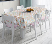 Geometrik Desenli 3D Özel Tasarımlı Modern Leke Tutmaz Masa Örtüsü Bonvagon