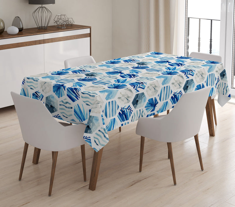 Geometrik Desenli Dijital Baskılı 3D Masa Örtüsü Bonvagon