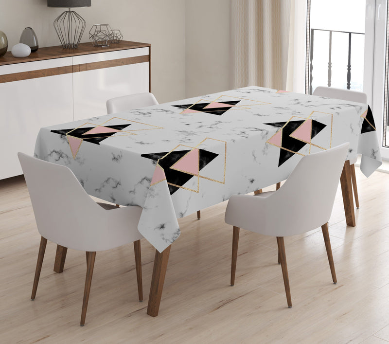 Geometrik Desenli Dijital Baskılı 3D Masa Örtüsü Bonvagon