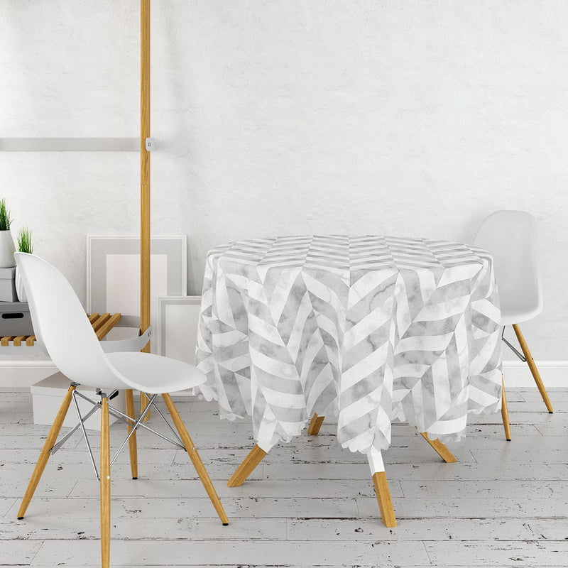 Geometrik Desenli Mermer Zeminli Modern Leke Tutmaz Masa Örtüsü Bonvagon