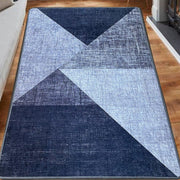 Geometrik Desenli Phell Gri Dijital Baskılı Halı, Kaymaz Taban, Yıkanabilir Bonvagon