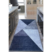 Geometrik Desenli Phell Gri Dijital Baskılı Halı, Kaymaz Taban, Yıkanabilir Bonvagon