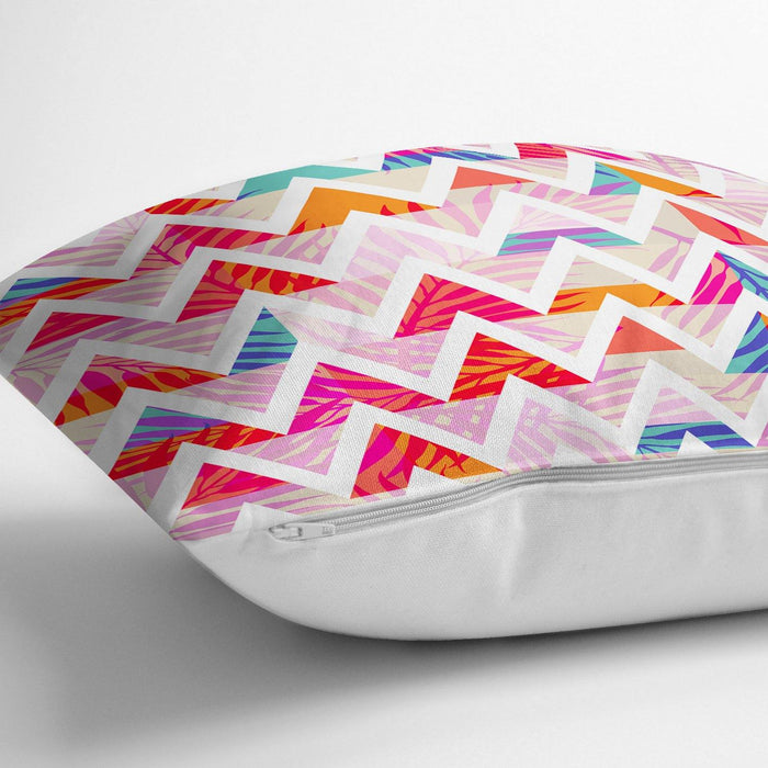 Geometrik Desenli Renkli Zeminli Modern Yastık Kırlent Kılıfı 43x43cm Bonvagon
