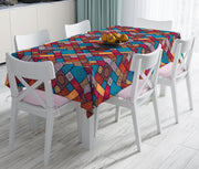 Geometrik Etnik Desenli Özel Tasarım Leke Tutmaz Masa Örtüsü Bonvagon