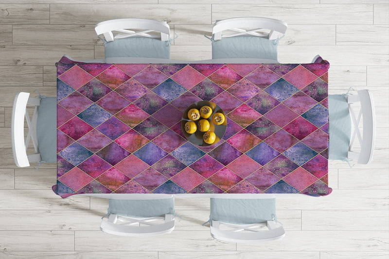 Geometrik Pudra Renkler Modern Tasarımlı Dekoratif Leke Tutmaz Masa Örtüsü