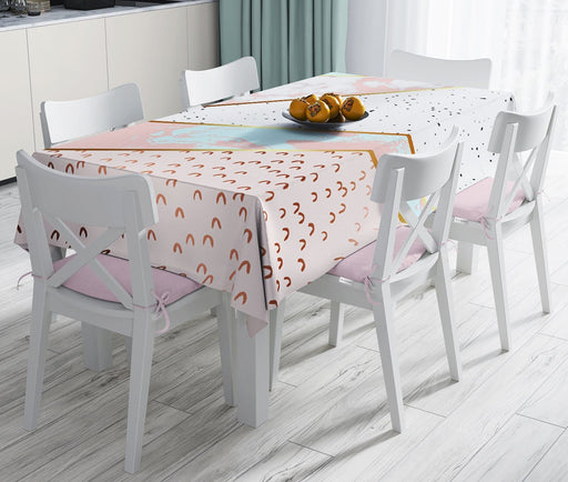 Geometrik Şekiili Mermer Desenleri Modern Leke Tutmaz Masa Örtüsü