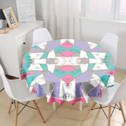 Geometrik Şekilli Mermer Baskılı Modern Leke Tutmaz Yuvarlak Masa Örtüsü Bonvagon