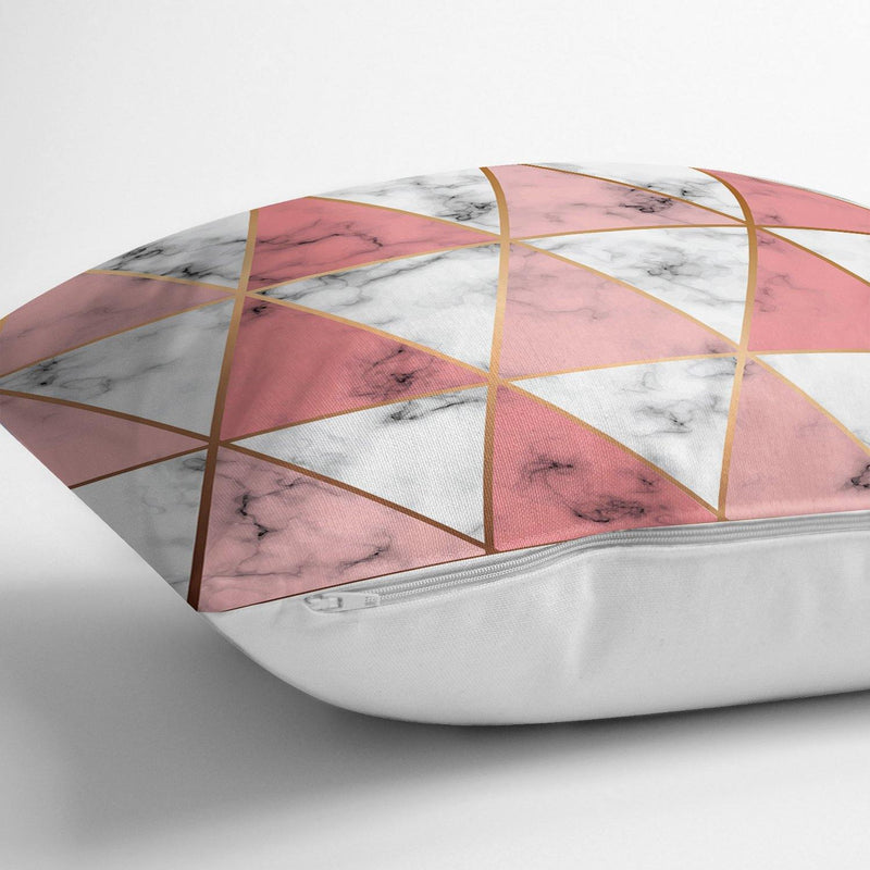 Geometrik Üçgen Şekilli Mermer Desenli Yastık Kırlent Kılıfı 43x43cm
