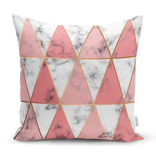 Geometrik Üçgen Şekilli Mermer Desenli Yastık Kırlent Kılıfı 43x43cm Bonvagon