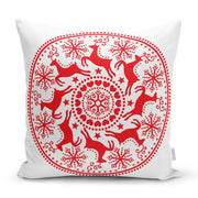 Geometrik Yılbaşı Geyikleri Dijital Baskılı Yastık Kırlent Kılıfı 43x43cm Bonvagon