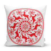 Geometrik Yılbaşı Geyikleri Dijital Baskılı Yastık Kırlent Kılıfı 43x43cm Bonvagon