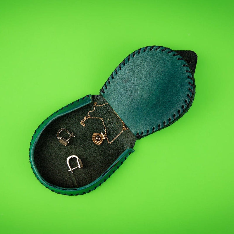 Gerçek Deri Doğal Boyalı Bitkisel Tabaklamalı Bozuk Para Çantası Yeşil Bonvagon