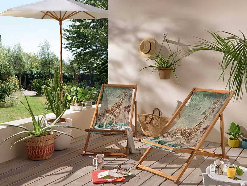 Giraffe Katlanabilir Şezlong Katlanır Ahşap Lounge Chair