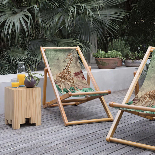 Giraffe Katlanabilir Şezlong Katlanır Ahşap Lounge Chair