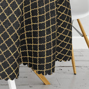 Gold Detaylı Ogea Desenli Dekoratif Modern Leke Tutmaz Yuvarlak Masa Örtüsü Bonvagon